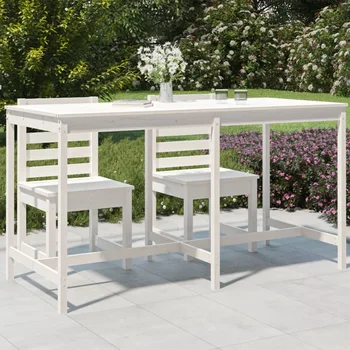 Tavolo da giardino bianco 203,5x90x110 cm Legno di pino massiccio Tavolo da giardino per esterni Tavolo da picnic Decorazione di mobili da esterno 1