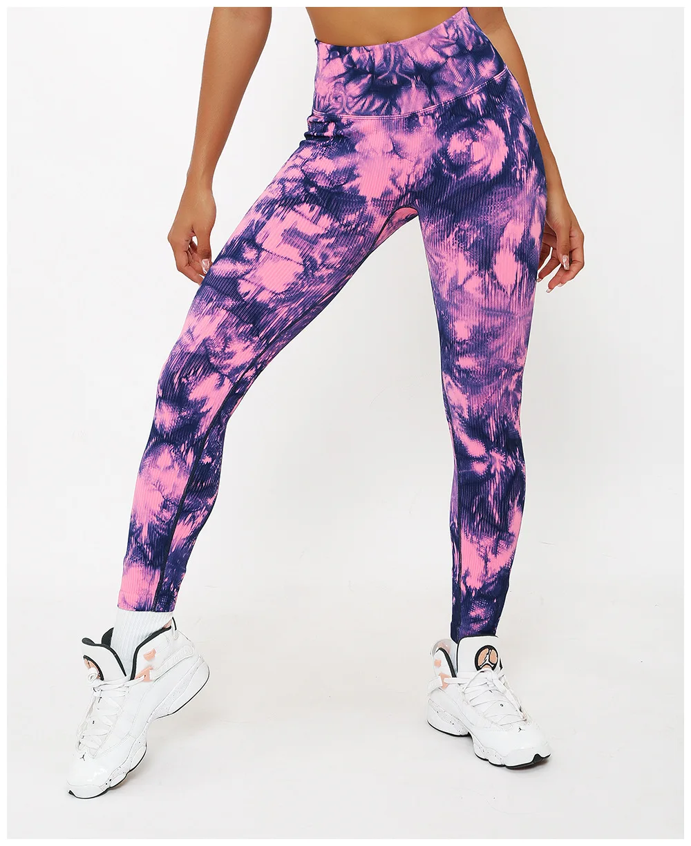 fabletics leggings CHRLEISURE Seamless Tie Dye Leggings Women Ribbed High Waist Fitness Pants Gym Sports Push Up Fashion Casual Slim Leggins Female fleece leggings