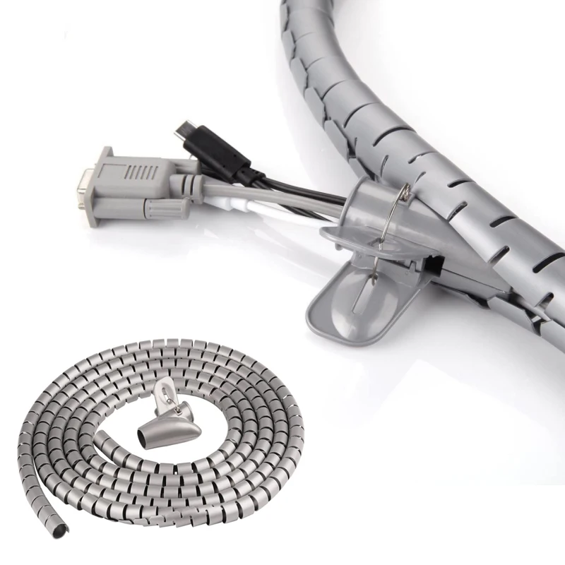 1/2m Kabel organisator weiche flexible Spiralen Speicher rohr Kabel management Kabel wickler Schutz Schreibtisch ordentlich Kabel zubehör – Detail 7