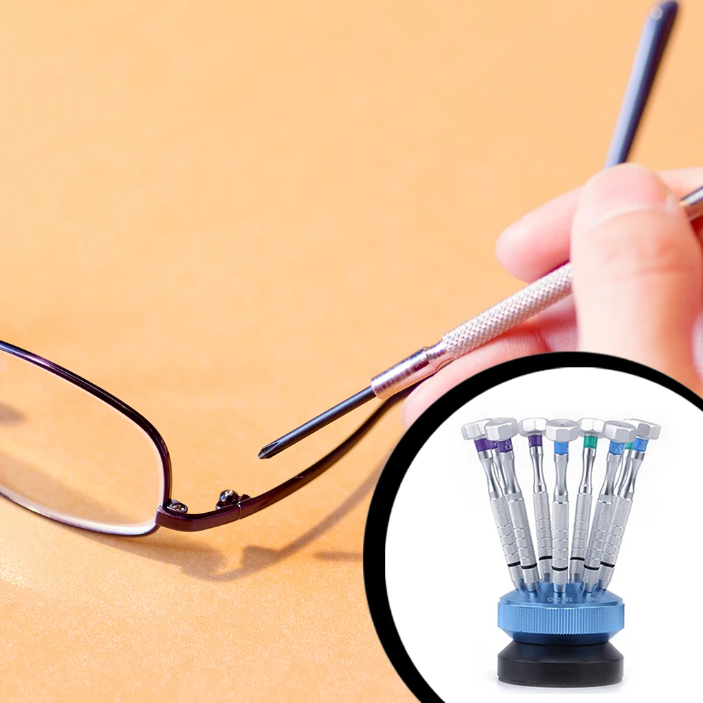 

9PCS Screw Driver Glasses Screwdriver Swivel Stand Hand Tools Home