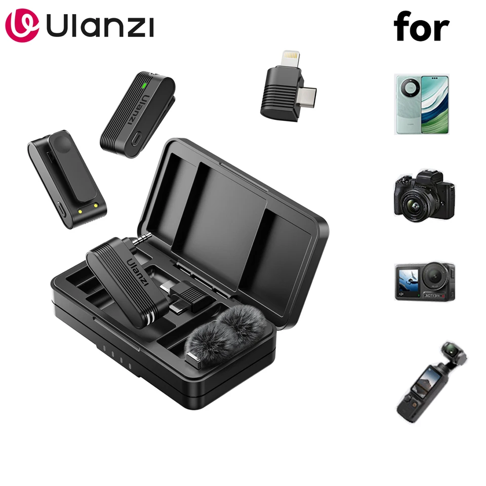 Ulanzi A100 Microphone Smartphone Wireless Lavalier Mic for iPhone