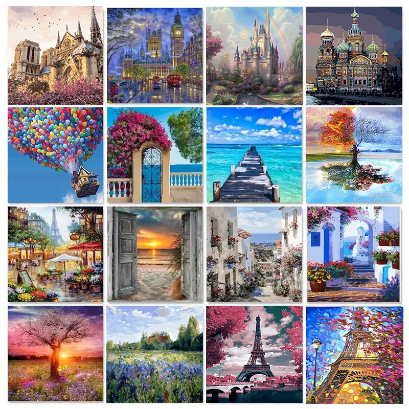 

GATYZTORY Flower Door Oil Painting By Numbers Kits For Adults 60x75cm Home Decor Hand Paint Acrylic Oil Drawing Wall Art