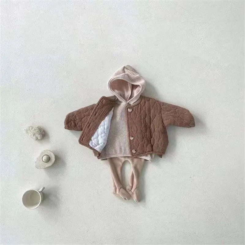 Winter Newborn Baby Coats Jackets Thicken Warm Cotton Toddler Girls Boys Coats Jackets Solid Color Baby Winter Clothes