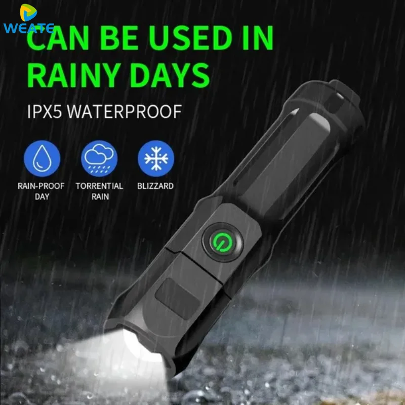 강력한 LED 손전등, 100000 루멘 전술 손전등, 충전식 USB 18650 방수 줌 낚시 사냥 LED 손전등