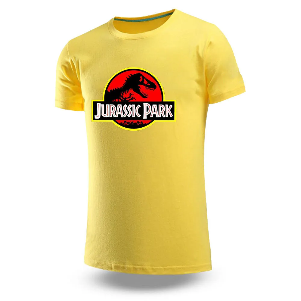 2023 Men New Summer Jurassic Park Printed T-Shirt Breathable Short Sleeve Round-Neck Casual Style Harajuku Sporting Fitness Top
