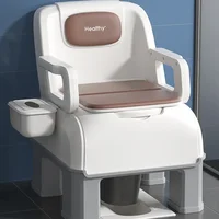 Simple Elderly Toilet, Adult Mobile Commode Chair, Indoor Use, Mobile Toilet with Sensor Light for Convenience, Commode Seat 1