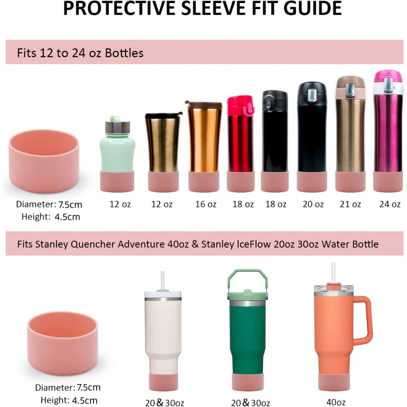 25 Colors Silicone Boot for Stanley 40 oz Quencher & IceFlow 20oz 30oz, 2 Pcs Protective Tumbler Cup Boot Sleeve Water Bottle Accessories, BPA-Free