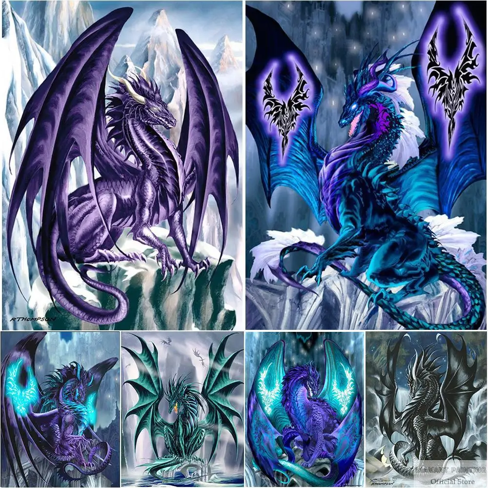 DIY 5D Dragon Diamond Painting Full Round Square Crystal Rhinestone Cross Stitch Diamond Embroidery Mosaic Pictures Home Decor diamond painting diamond painting accessories diamond painting sealer diamond painting stickers diamond painting pen diamond painting accessory box diamond painting coasters