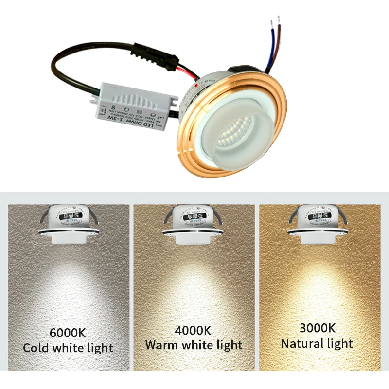 매립형 미니 스포트라이트, 드라이버 세트 내장 장식 소형 다운라이트, LED 천장 조명, 1W, 3W, 110 V, 220V, 40mm 구멍