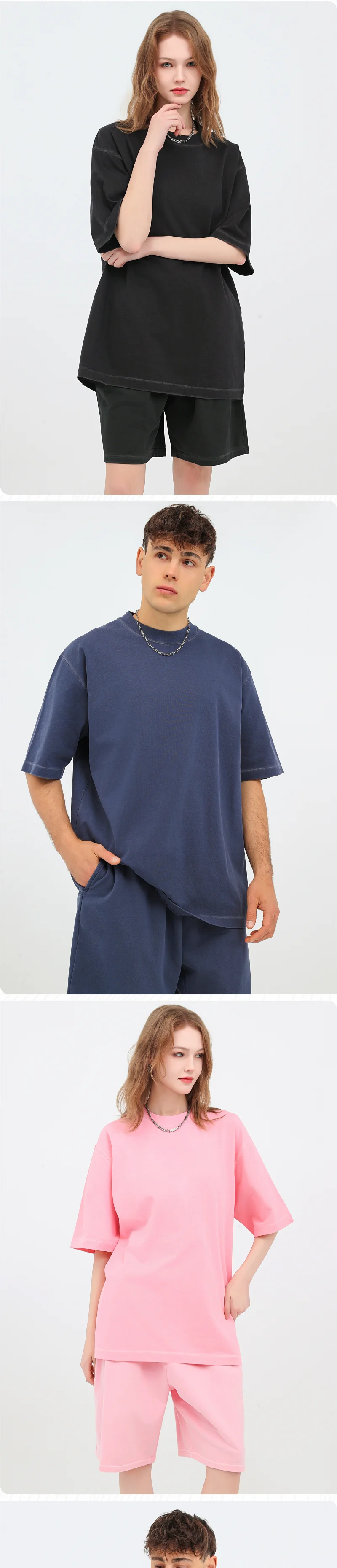 Maßgeschneiderte T-Shirts, kostenloser Druck, Logo-Bilder, Vintage-Waschung, Farbverlaufskleidung, 100 % Baumwolle, kulturelle Hemden, Übergröße, lockere Shorts – Detail 5