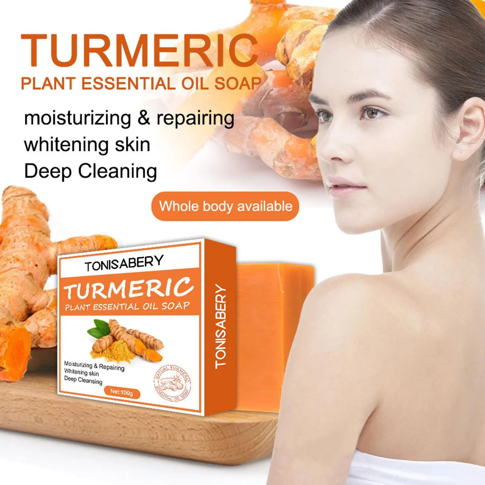 TurmericSoapFaceCleansingAntiAcneSkinBrightenRemovePimples