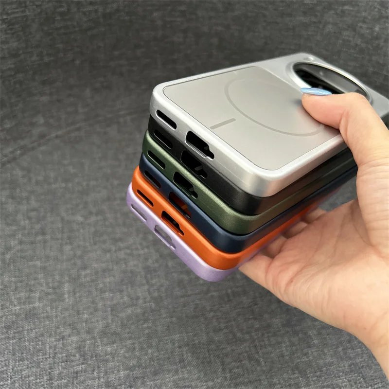 Luxury Matte Wireless Charging Magnetic Case with Camera Lens Protection and Shockproof Hard PC Cover