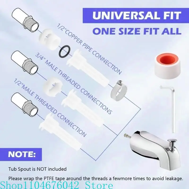 High Performances 4 in 1 Bathtubs Spouts Adapter Set Fit 1/2Inch Brass Pipe and Thread Connection Bathroom Accessory