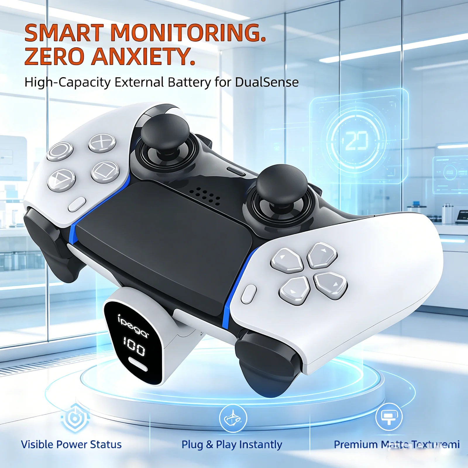 High-Capacity Type C Battery Pack with LED Display for Extended Gaming Sessions