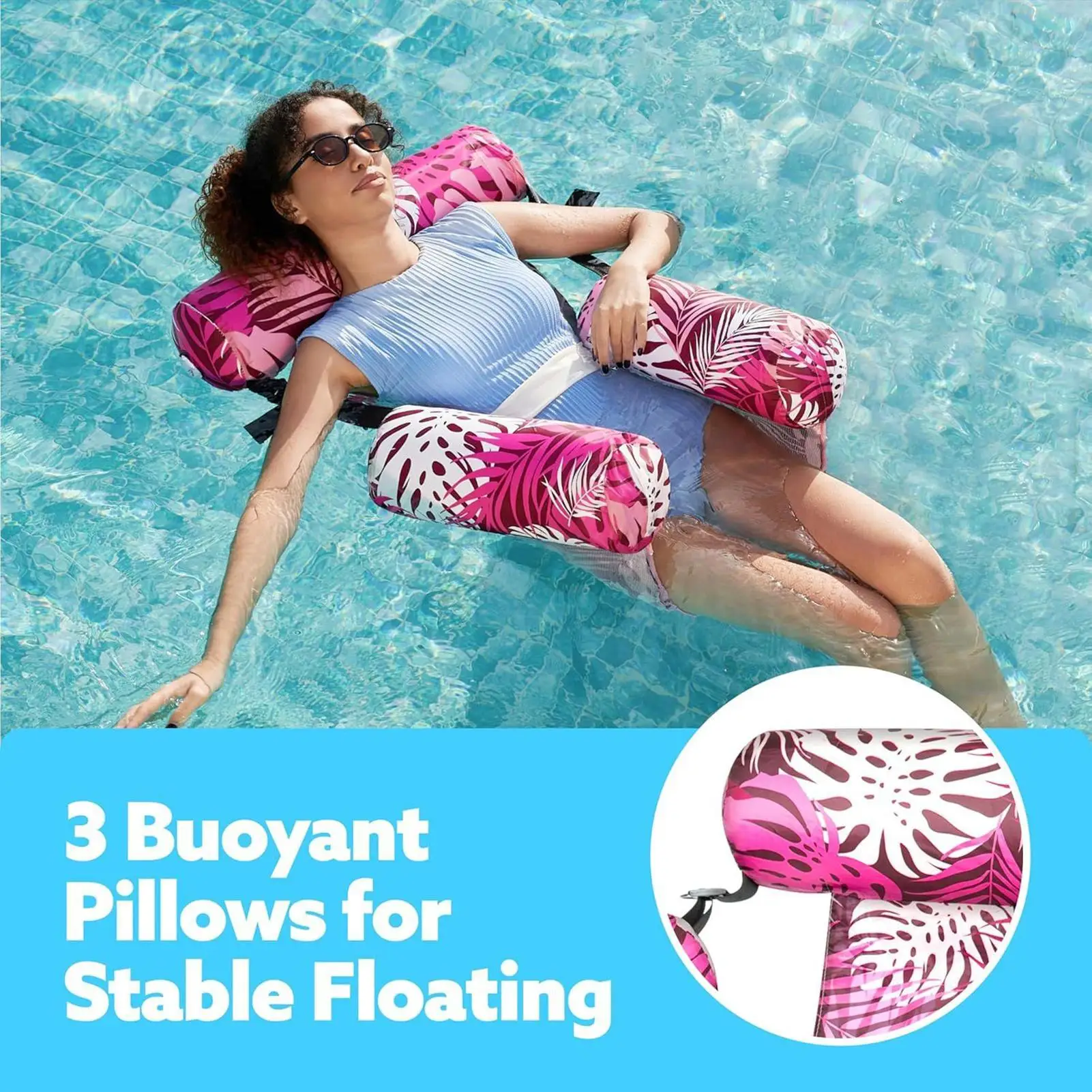 Flotador De Piscina Tipo Silla Reclinable – Hamaca Inflable De PVC Para Lago, Playa Y Viajes, Tamaño 76x40x61 Cm, Sostiene Hasta Adultos