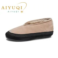 AIYUQI Winter Flat Shoes Women 2025 New Fur Lining Warm Women Snow Shoes Genuine Leather Comfortable Female Winter Ballet Shoes - Image 2