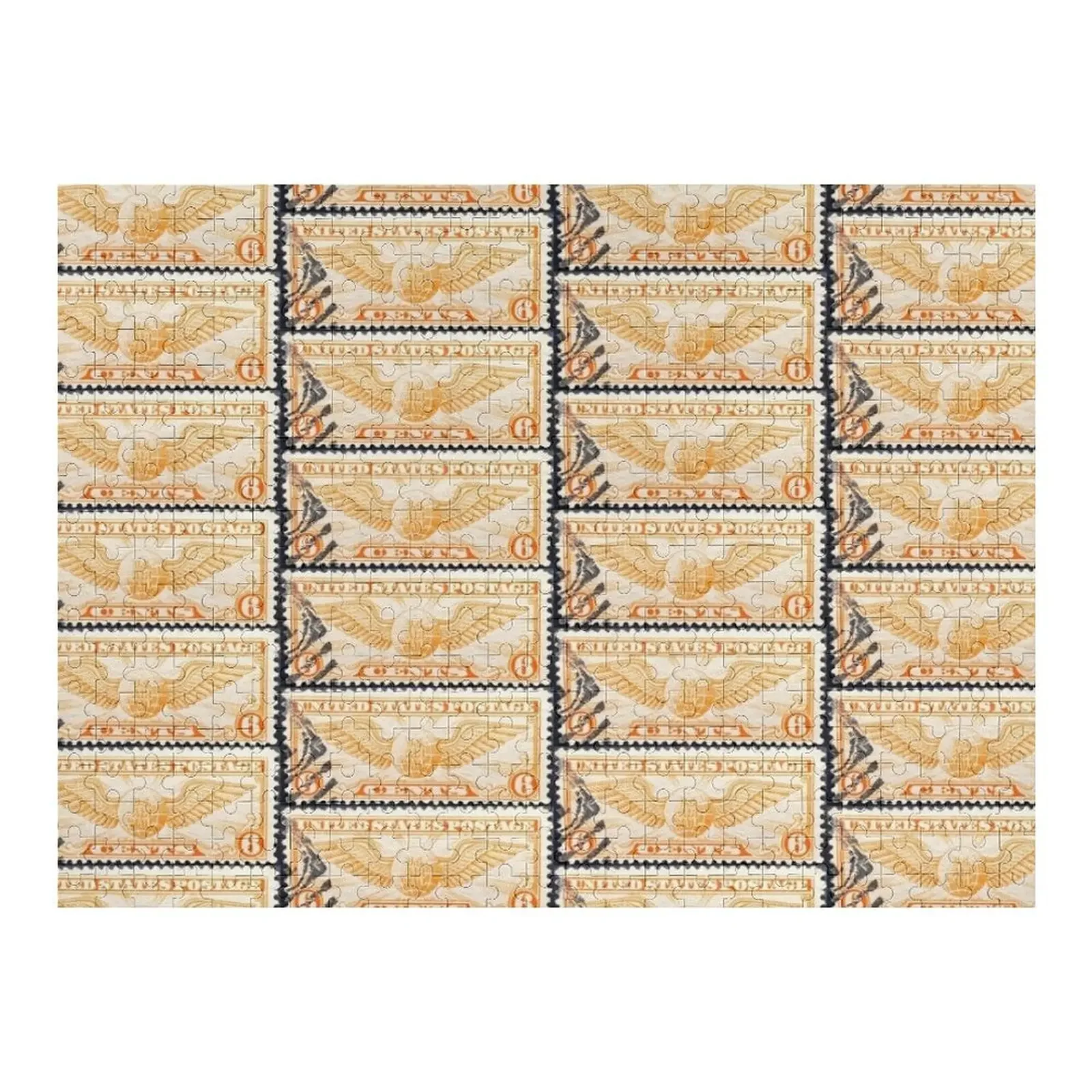 

6 Cents - Yellow Air Mail Vintage Postage Stamp Jigsaw Puzzle Wood Name Wooden Name Custom Jigsaw Toddler Toys Puzzle