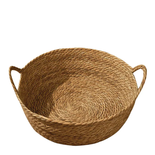 OUZEY Rattan Weaving Basket For Cat Comfortable Sleeping Pet Dog Bed Summer Cool Weave Cat House Donut Round Kitten Puppy Bed 6