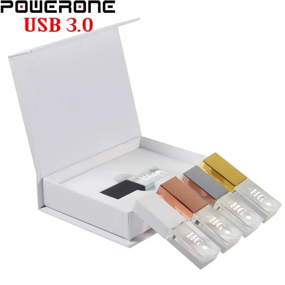 무료 로고 USB 3.0 플래시 드라이브, 128GB 크리스탈 메모리 스틱, 64GB 고속 펜 드라이브, 32GB 결혼 선물, 16GB U 디스크, 8GB