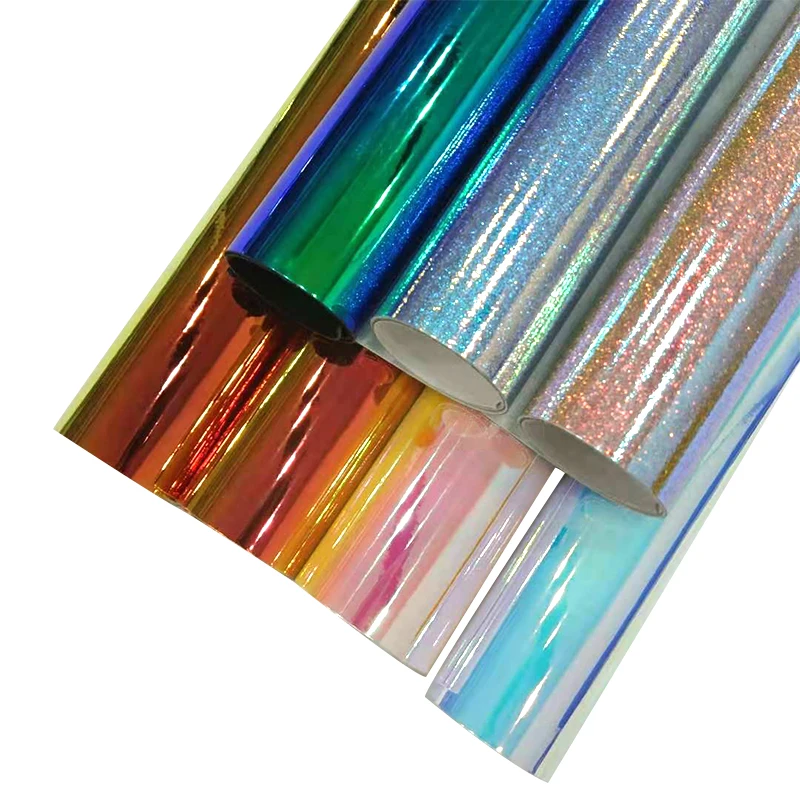 

30*135cm Holographic Iridescent Mirror Laser PU Faux Leather Sheets for DIY Craft Projects Bows Leather Earrings Handbag Sewing