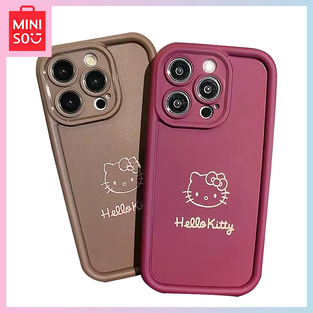 

New Miniso Hello Kitty Iphone 15Promax Kawaii 14Pro Cartoon 13/12/11 All-Inclusive Drop Proof Phone Case Girls Birthday Gift