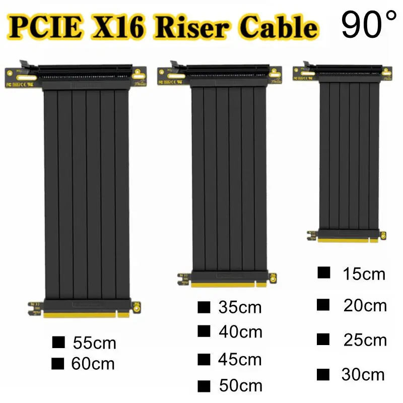 Pci- E 3.0 16X Graphics Card 90° Vertical Base Atx Case Flexible Connector Cable Vga Riser Card Extension Port Adapter For Gpu