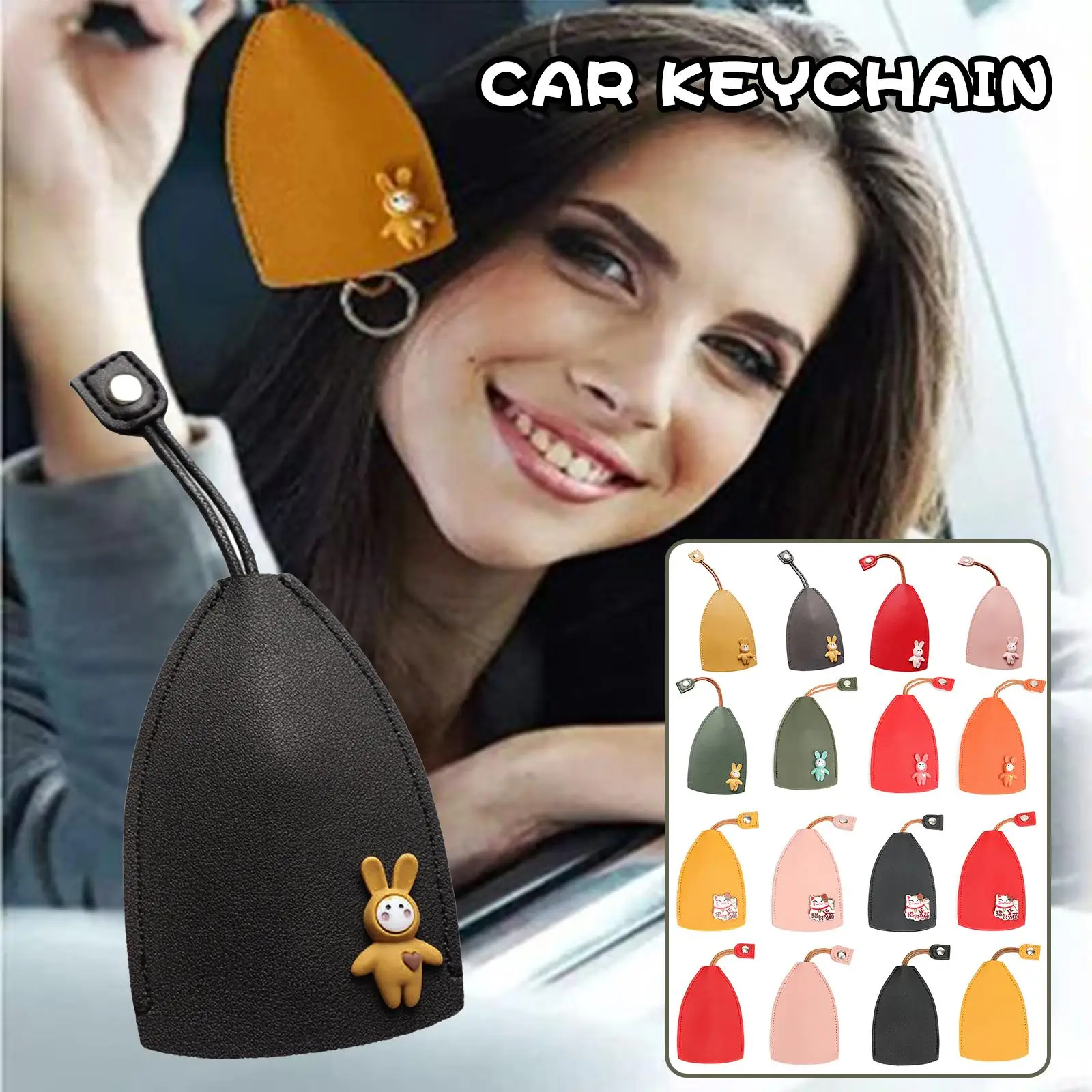 

Cute Rabbit For AirTag Cats Unisex Pull Type Key Bag PU Leather Key Wallets Housekeepers Car Key Holder Case Leather Keychain