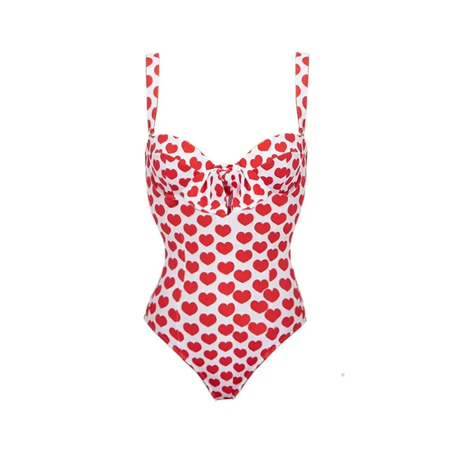 New Printed One-piece Swimsuit Women's Beach Suit Skirt Swimwear Ruffle Sleeve Bikini Swimsuit Cover Up Beachwear Bathing