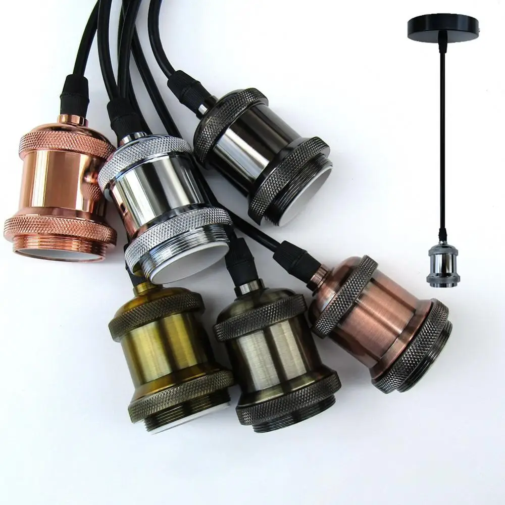 Light Retro E27 Ceiling Lamp Holder Pendant Socket Screw Fitting Base with Wire E27 Lamp Holder Vintage Edison bulb Base