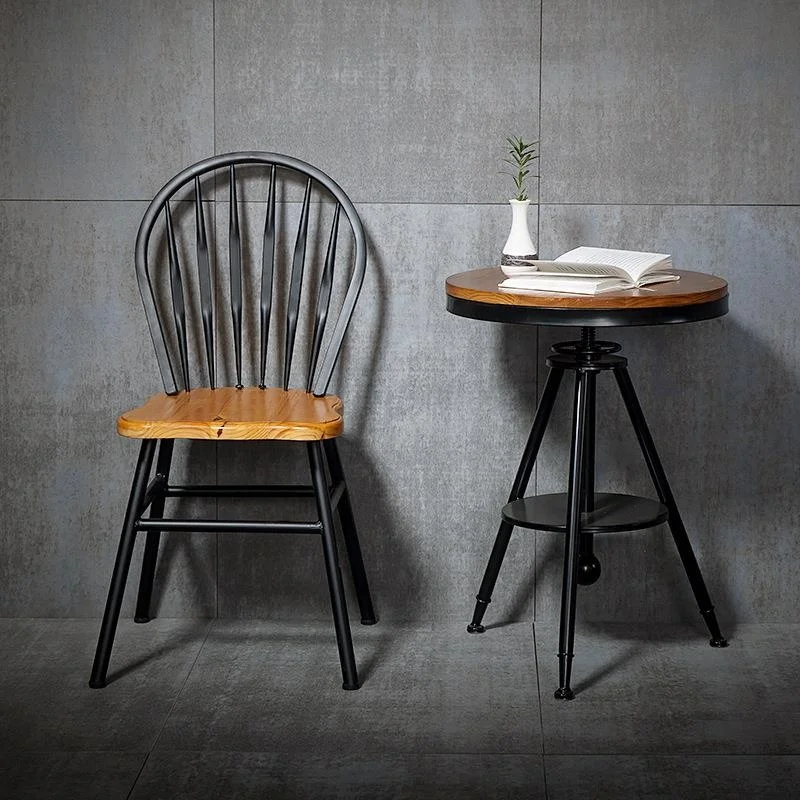 Industrial Metal Wire Dining Chair Modern Restaurant Armchairs With wooden Cushion Iron Dining Room Coffee Chairs