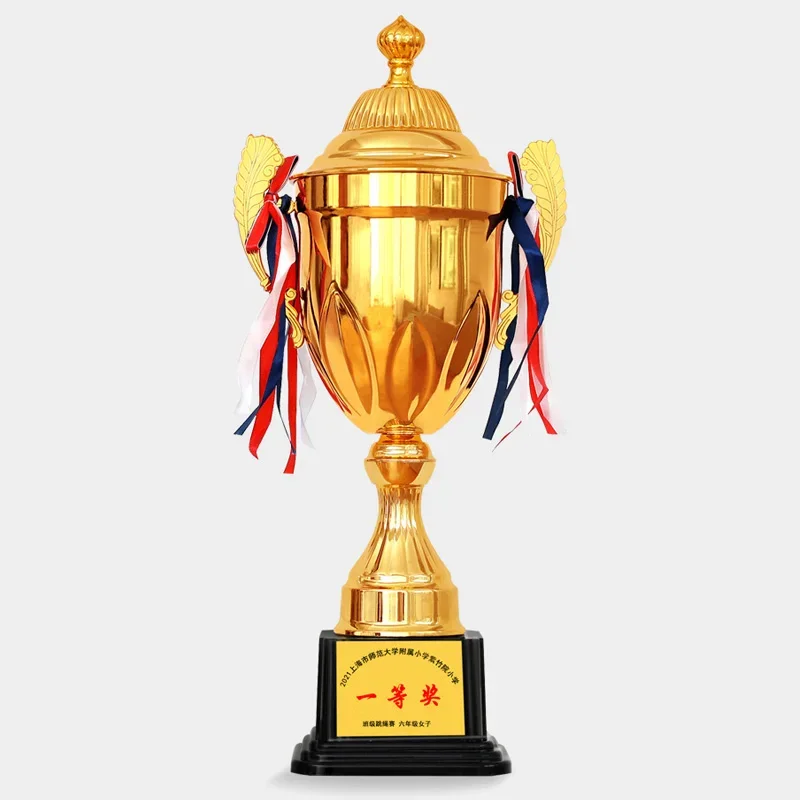 Customized Metal Trophy, Gold, Silver, Bronze, Football, Basketball Game, Award, Plastic Base, Competition, Home Decoration, 1Pc