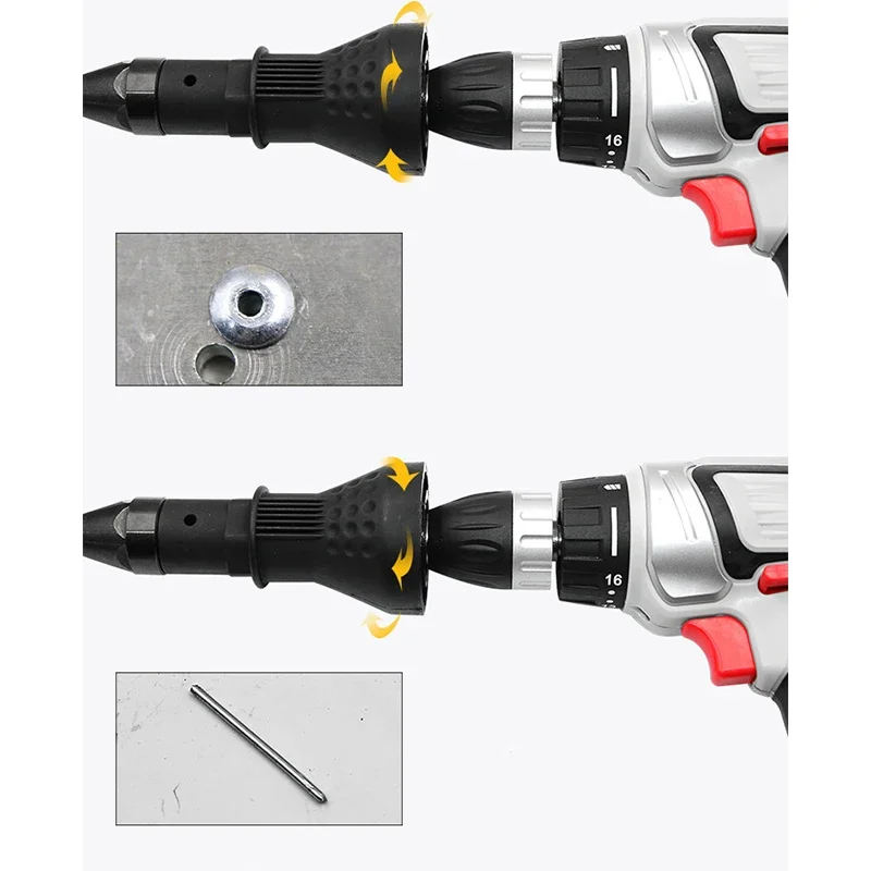 Electric Rivet Nut Gun Rivet Nut Riveting Tool Cordless Riveting Drill Adaptor Insert Drill Adapter Tool Accessorie