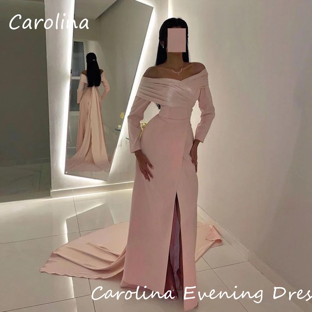 

Carolina Crepe Empire Off-the-shoulder Floor Length Luxury Prom Gown Evening Formal Elegant Pretty Party Dress for Women 2024