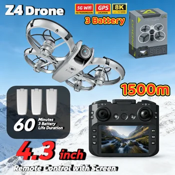 Drone Z4 con schermo da 4,3 pollici Doppia fotocamera 4K UAV senza spazzole Evitamento ostacoli Posizionamento del flusso ottico Portata di controllo 1500 m Regali