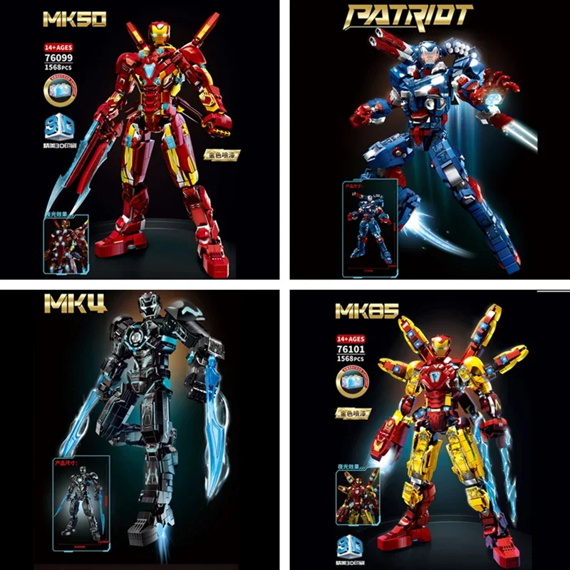 

IN STOCK 76099 76100 76101 76102 MOC Movie Characters Model With Light Building Block Brick Toys For Children Christmas Gifts