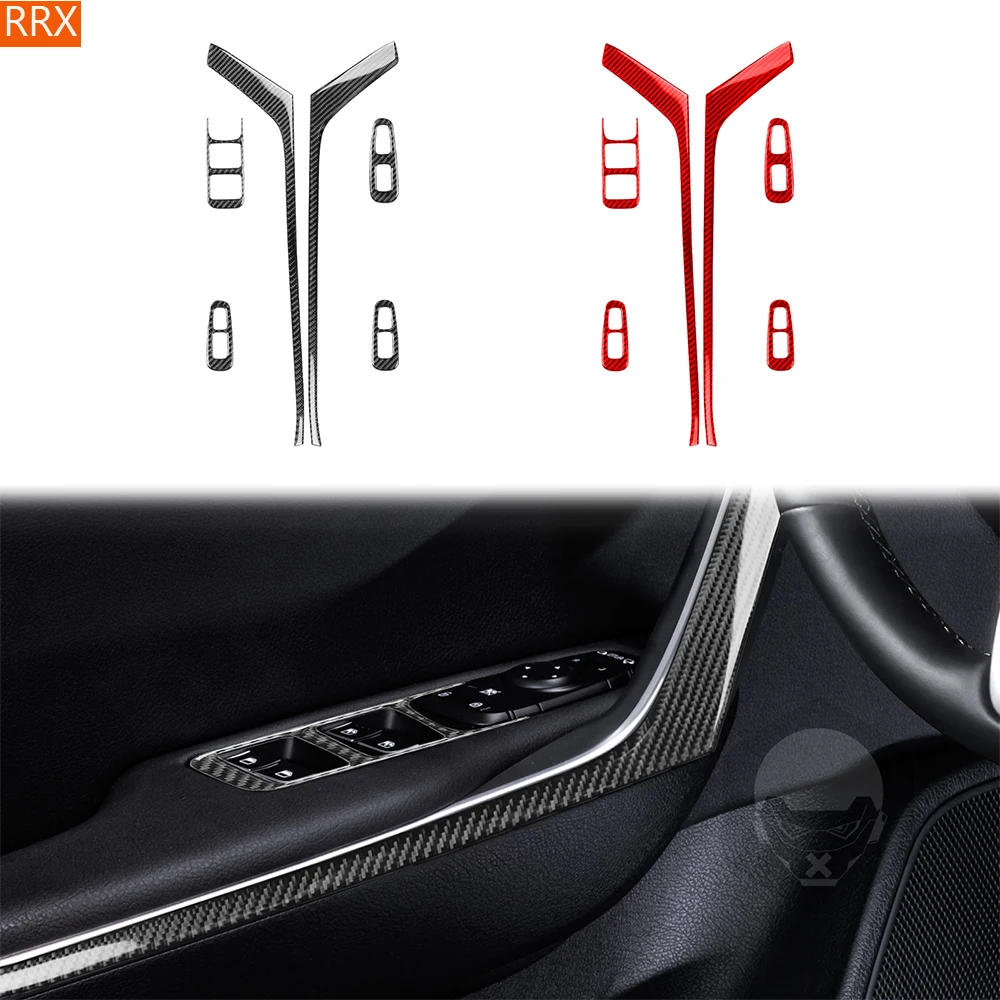 

Carbon Fiber Car Interior Door Pusher Armrest Window Glass Lift Switch Button Panel Cover Sticker Trim For Kia Stinger 2019-2023