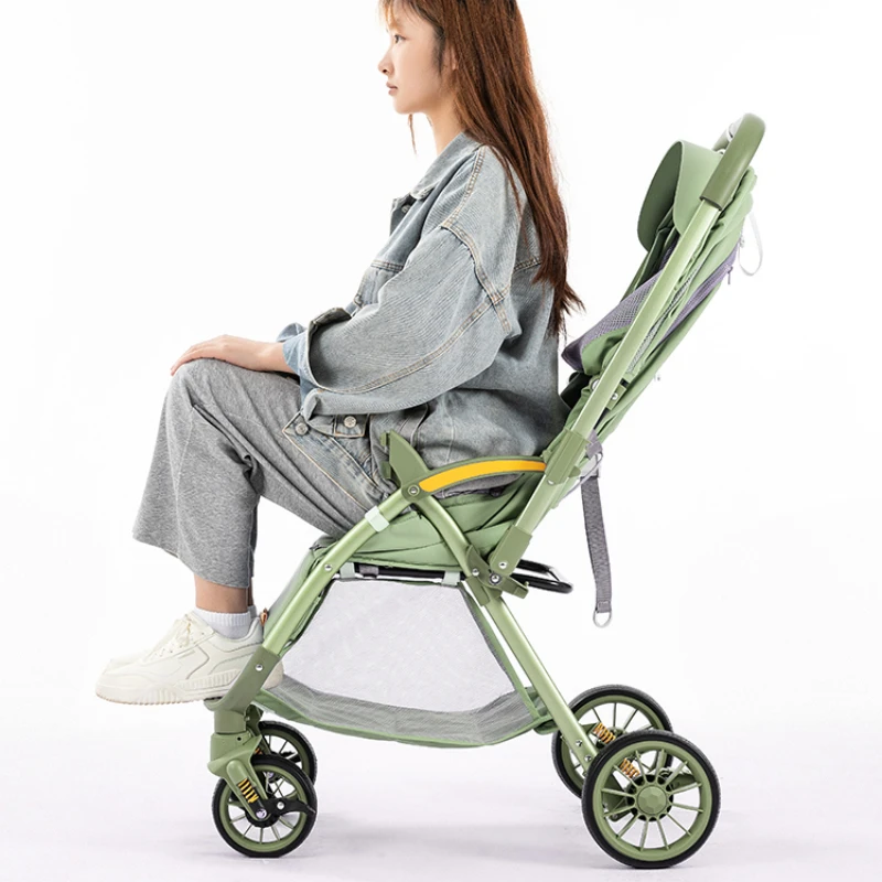 Bi-directional High Landscape Baby Stroller Can Sit or Lie Down Four Wheel Shock Absorber Lightweight Foldable Handcart baby stroller