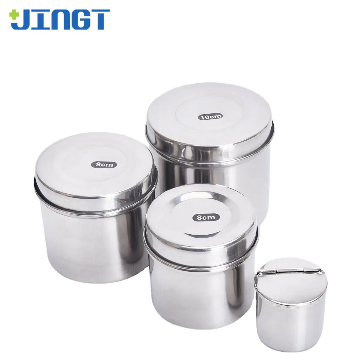 

JINGT Dental Disinfection Box Stainless Steel Cotton Tank Alcohol Disinfection Round Sterilization Jar Dental Lab Equipment