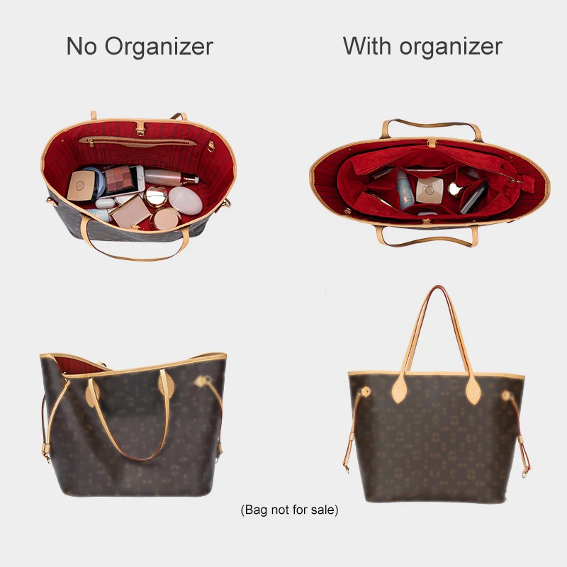 For Neverfull PM MM GM Organizer Suede Cloth Insert Bag Makeup