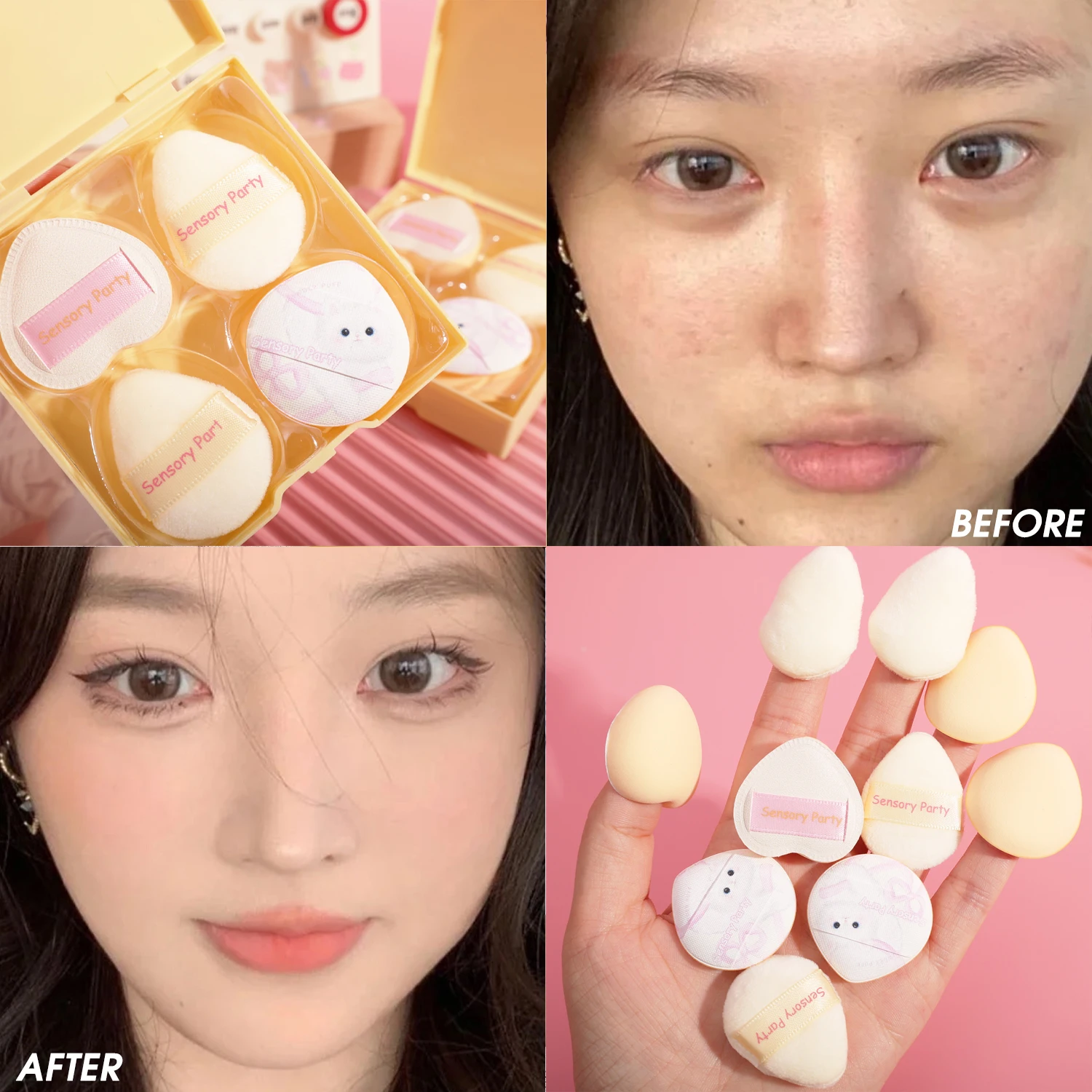 Description Picture 4 of item5pcs Mini Makeup Puffs Professional Finger Cosmetic Air Cushion Sponge Powder Puff Foundation Detail  Make Up Sponge Beauty Tool