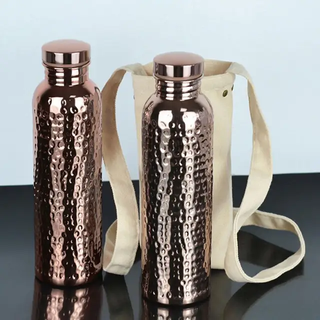 800ML Copper Sports Water Bottle Hammer Pattern Leakproof Outdoor Cycling Gym Fitness Travel Electroplating Drinking Cup 2