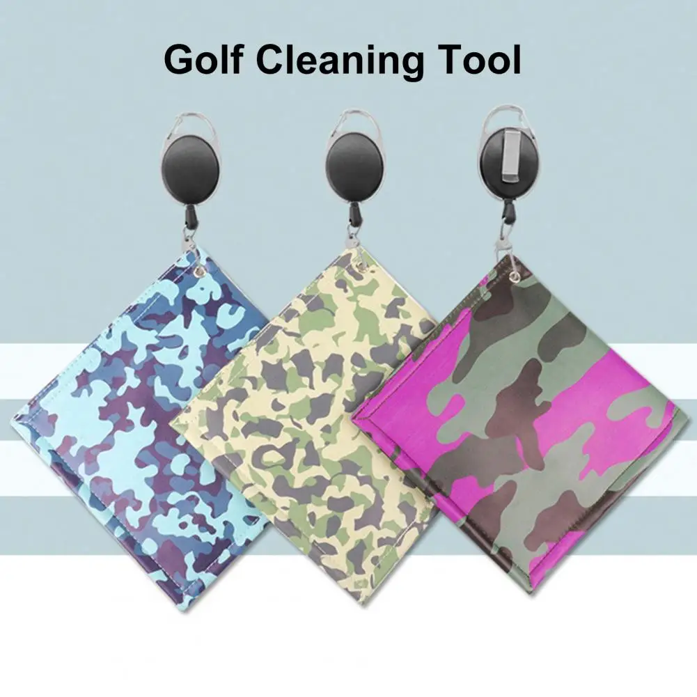 

Double-Sided Golf Ball Cleaning Towel with Carabiner Hook Camouflage Square Golf Ball Club Head Wiping Cloth Cleaner Accessories