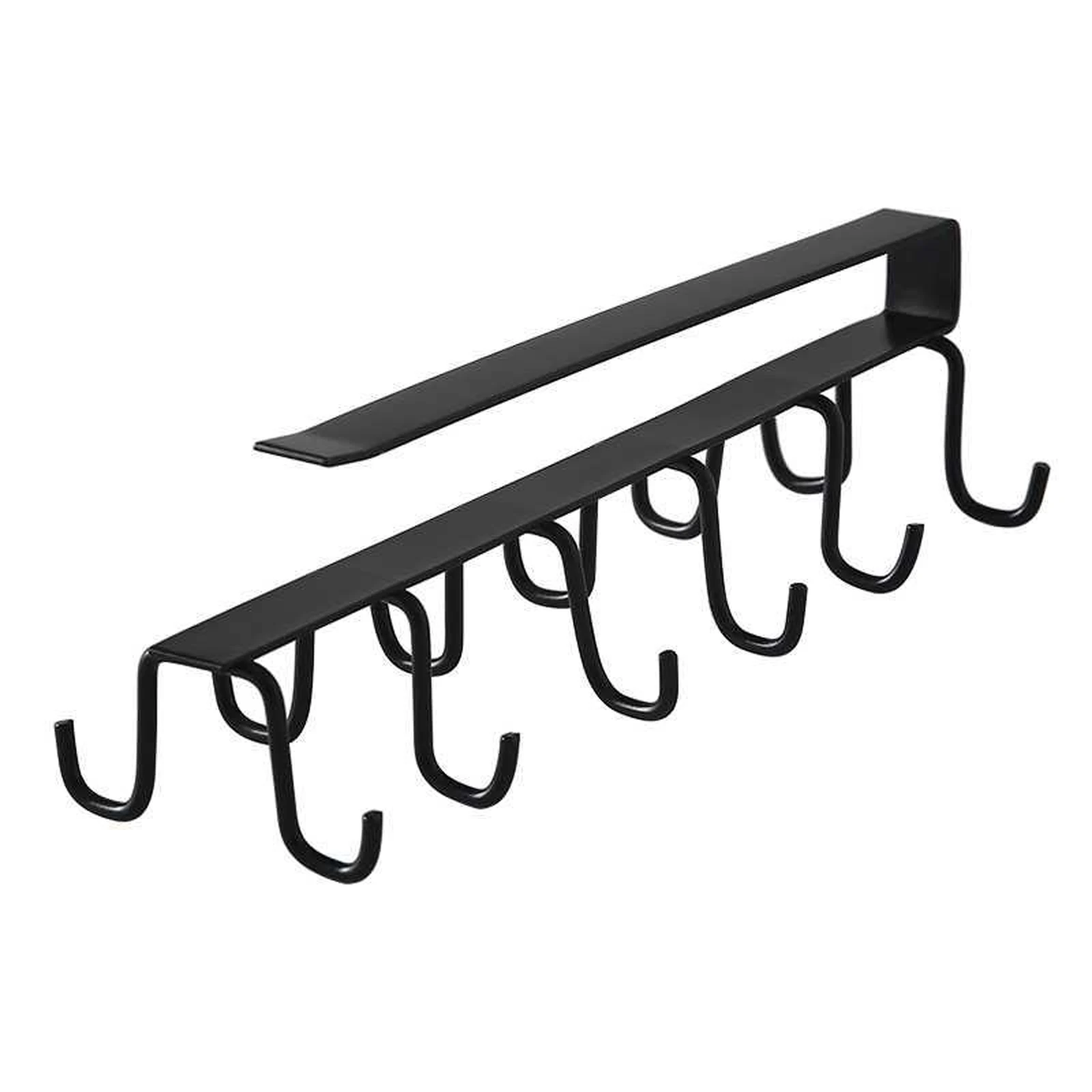 Iron 6 Hooks Storage Shelf Wardrobe Cabinet Metal Under Shelves Mug Cup Hanger Bathroom Kitchen Organizer Hanging Rack Holder kitchen storage rack wall mounted organizer