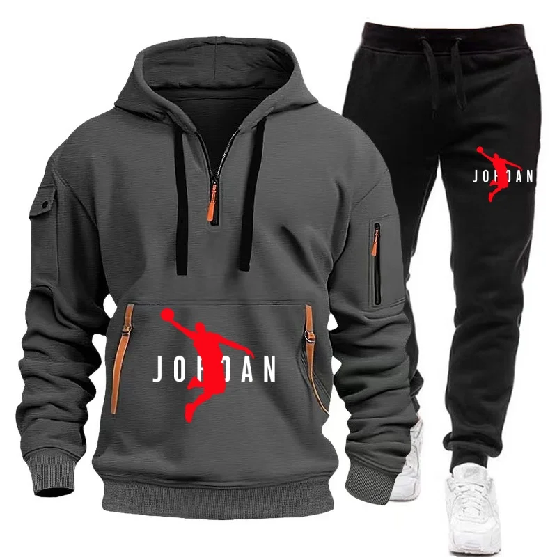 New shoulder hanging hat men's and women's plus size loose fitting pullover fashionable sports and leisure hoodie set S-XXXL 5