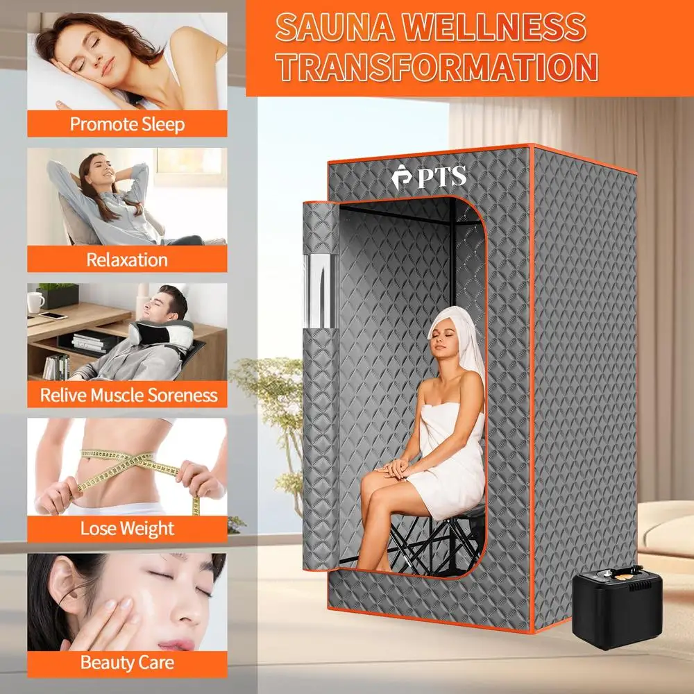 Portable Home Spa Sauna Box Thicken Cotton Tent 3L Steam Generator 71'' x 36'' x 36'' Full Indoor Sauna Room Two Waterproof 4