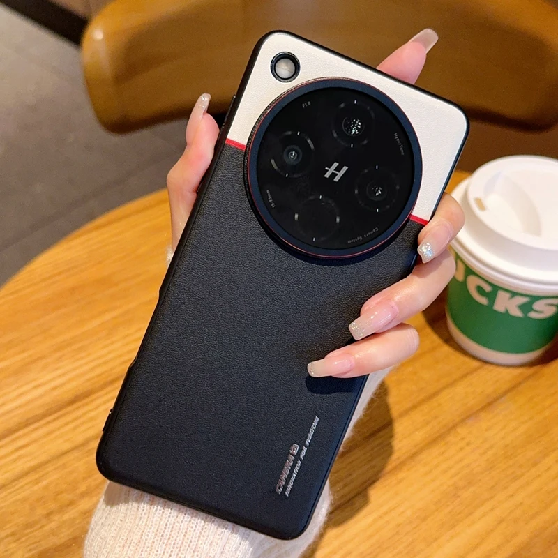 Ultrathin Contrasting Leather Camera Protection Case with Titanium Silver Border
