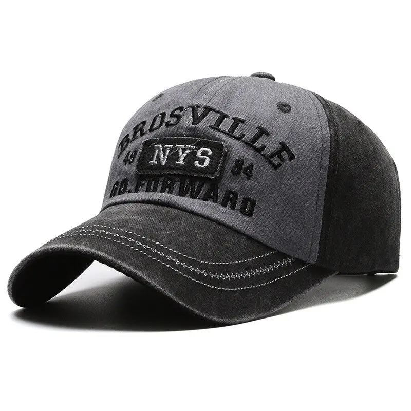 Men Baseball Cap Cotton Letter Embroidered Bent Brim Dome