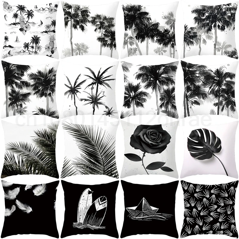 

Customizable Sofa Pillow Cushion Wholesale Nordic Modern Simple Black and White Wind Car Pillowcase