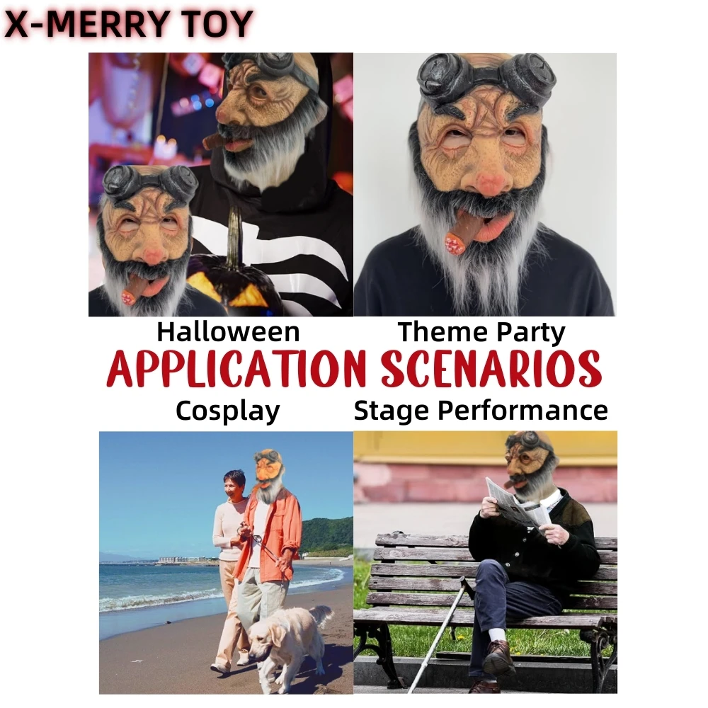 قناع وجه واقعي للرجل العجوز إكسسوارات تأثيري قناع...