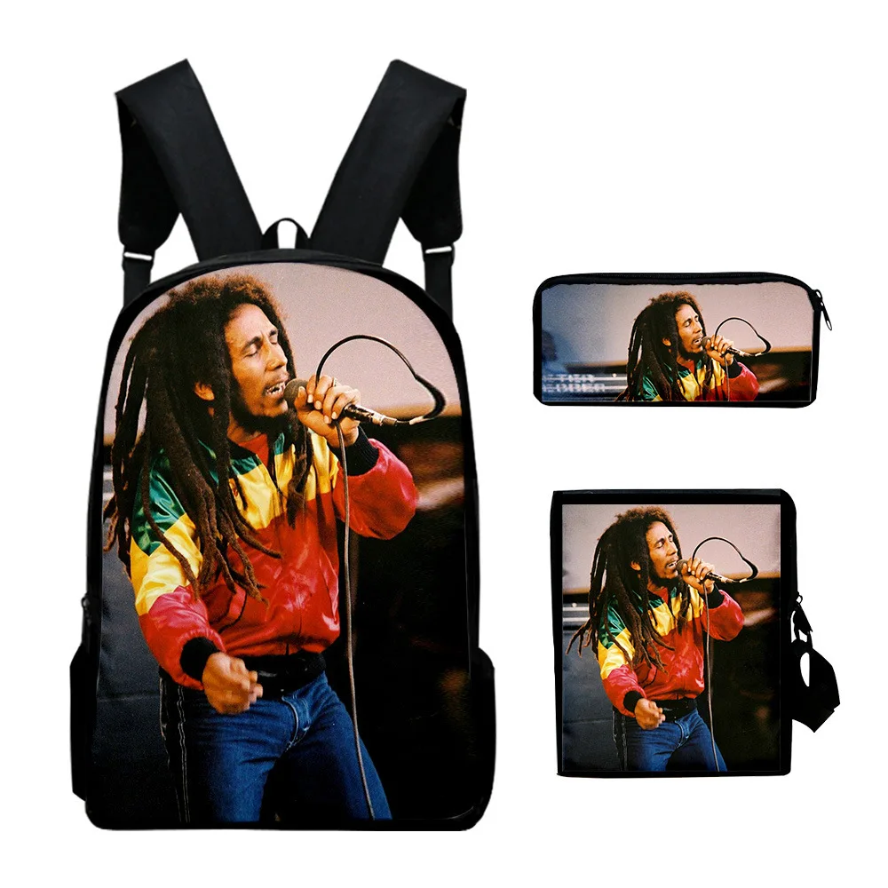 Classic Fashion Bob Marley 3D Print 3pcs/Set pupil School Bags Laptop Daypack Backpack Inclined shoulder bag Pencil Case